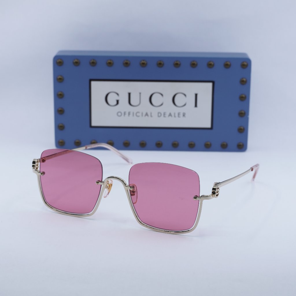 Gucci Gg1279s 003 Square Sunglasses - Gold\Cyclamen